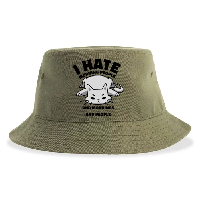 I Hate Mornings And People Funny Cat Sustainable Bucket Hat