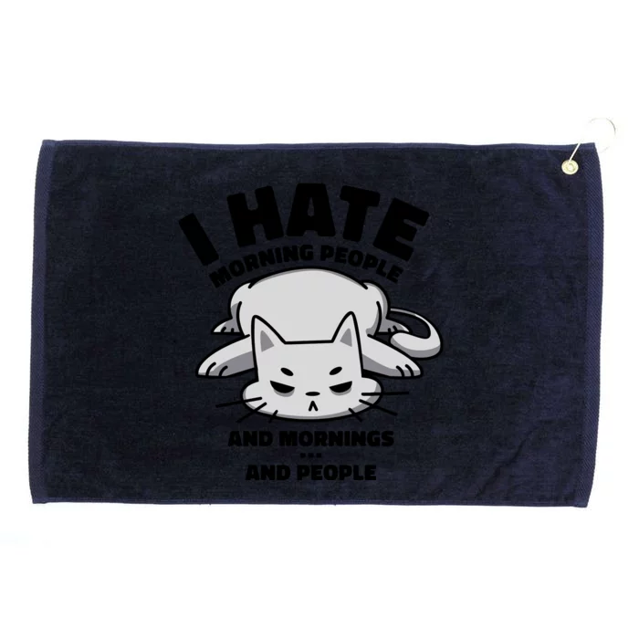 I Hate Mornings And People Funny Cat Grommeted Golf Towel