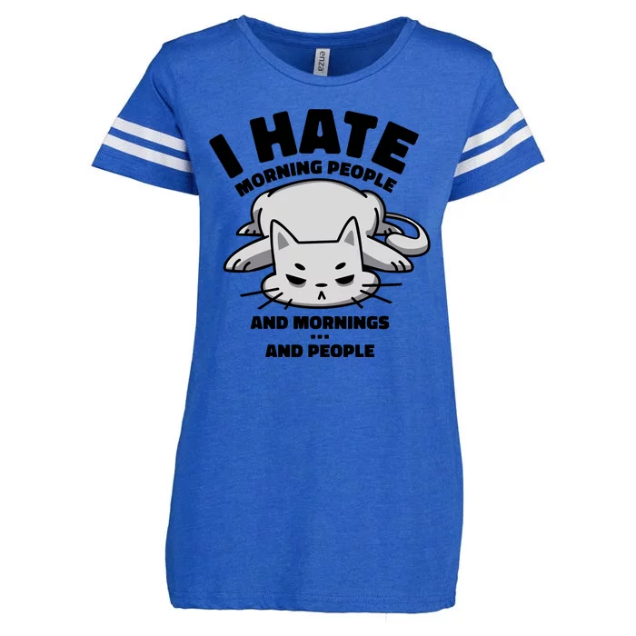 I Hate Mornings And People Funny Cat Enza Ladies Jersey Football T-Shirt