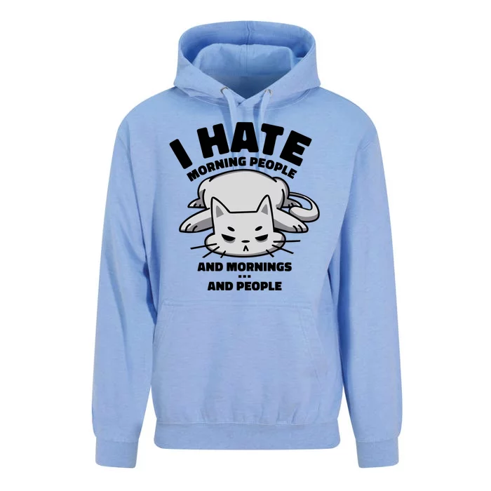 I Hate Mornings And People Funny Cat Unisex Surf Hoodie