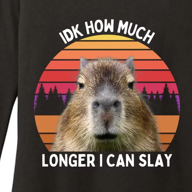 Idk How Much Longer I Can Slay Capybara Sarcastic Dank Meme Gifts Womens CVC Long Sleeve Shirt