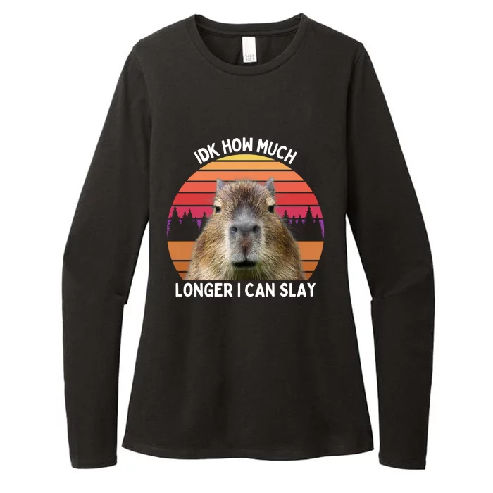 Idk How Much Longer I Can Slay Capybara Sarcastic Dank Meme Gifts Womens CVC Long Sleeve Shirt