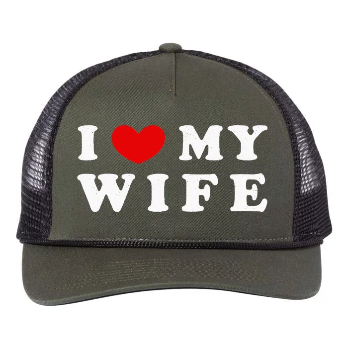 I Heart My Wife I Love My Wife Retro Rope Trucker Hat Cap