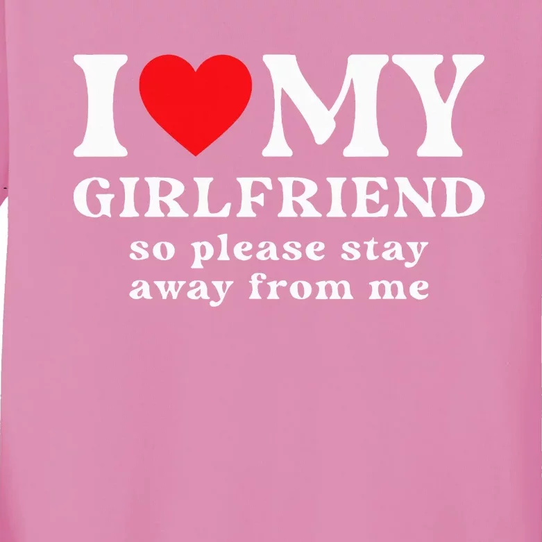 I Heart my Girlfriend So Please Stay Away From Me Couples Kids Long Sleeve Shirt