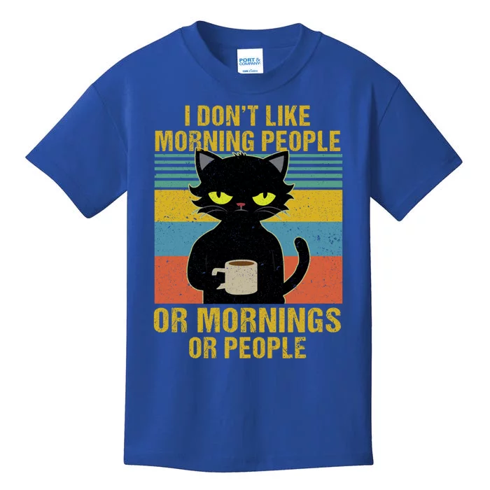 I Hate Morning People And Mornings And People Coffee Cat Gift Kids T-Shirt