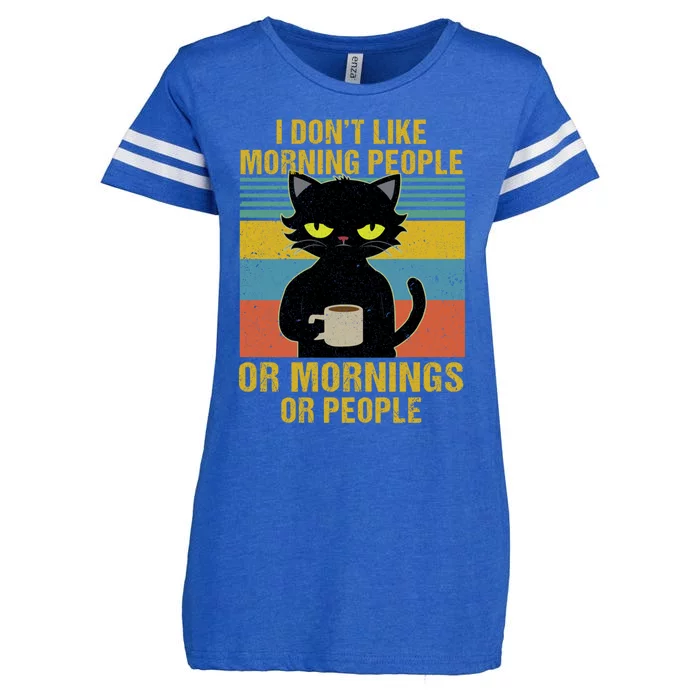 I Hate Morning People And Mornings And People Coffee Cat Gift Enza Ladies Jersey Football T-Shirt