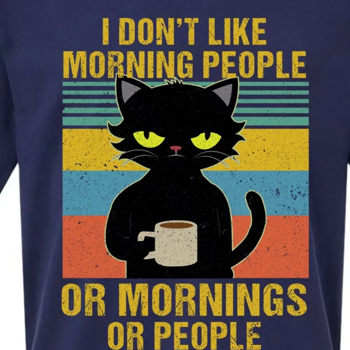 I Hate Morning People And Mornings And People Coffee Cat Gift Sueded Cloud Jersey T-Shirt