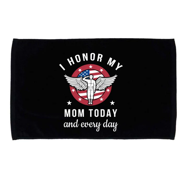 I Honor My Mom Today Gift Angel Solider Memorial Day Flag Gift Microfiber Hand Towel