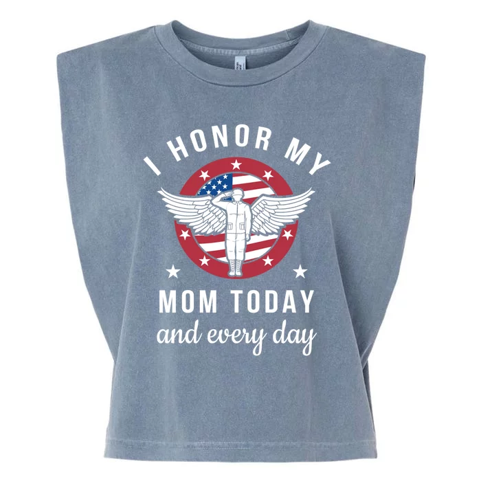 I Honor My Mom Today Gift Angel Solider Memorial Day Flag Gift Garment-Dyed Women's Muscle Tee