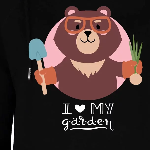 I Heart My Garden Bear Gardening Love Womens Funnel Neck Pullover Hood