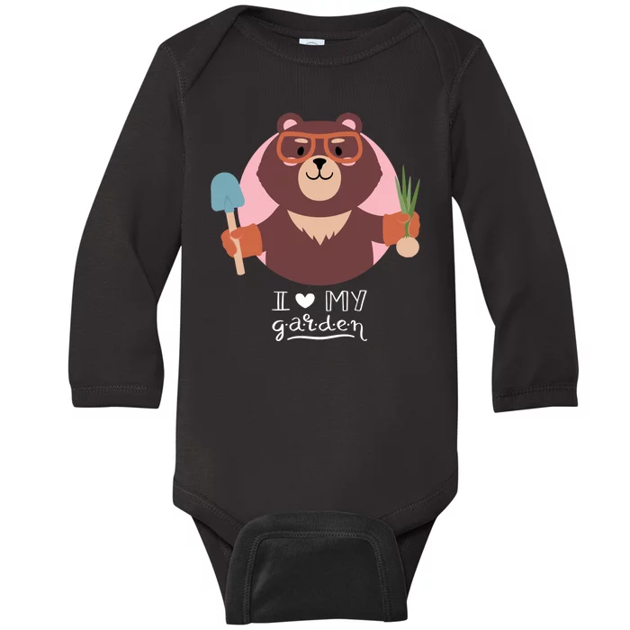 I Heart My Garden Bear Gardening Love Baby Long Sleeve Bodysuit