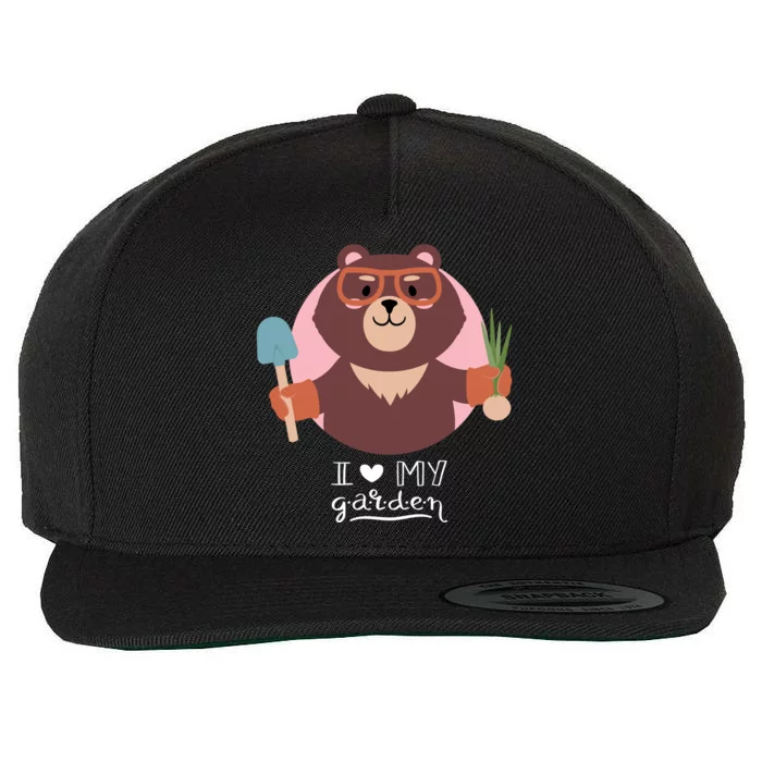 I Heart My Garden Bear Gardening Love Wool Snapback Cap