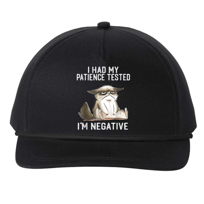 I Had My Patience Tested I'm Negative Cat Funny Sarcasm Snapback Five-Panel Rope Hat