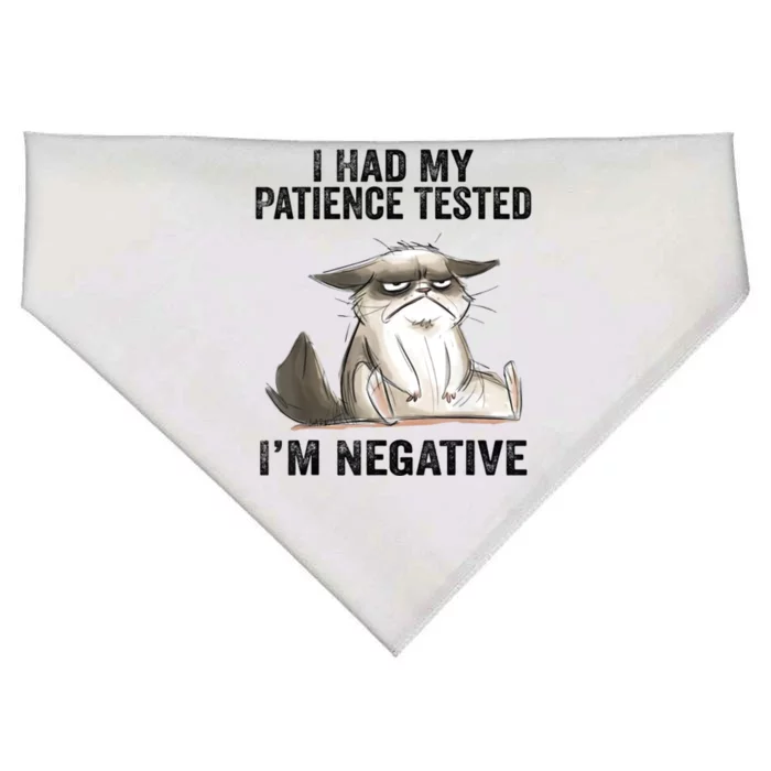 I Had My Patience Tested I'm Negative Cat Funny Sarcasm USA-Made Doggie Bandana