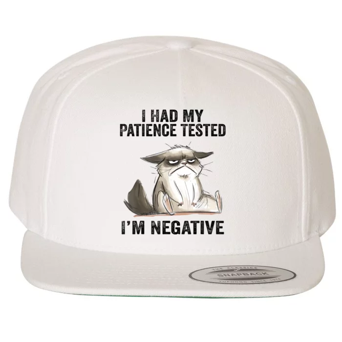 I Had My Patience Tested I'm Negative Cat Funny Sarcasm Wool Snapback Cap