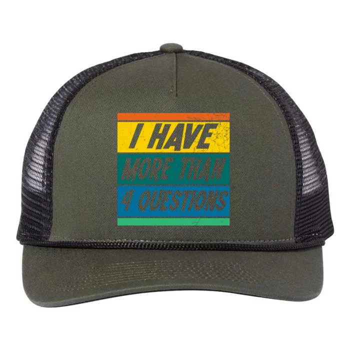 I Have More Than 4 Questions Passover Vintage Retro Rope Trucker Hat Cap