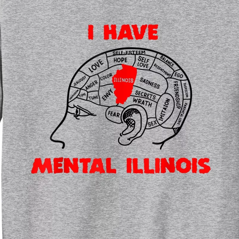 I Have Mental Illinois Funny Pun, Illinoisan Humor Tall Sweatshirt