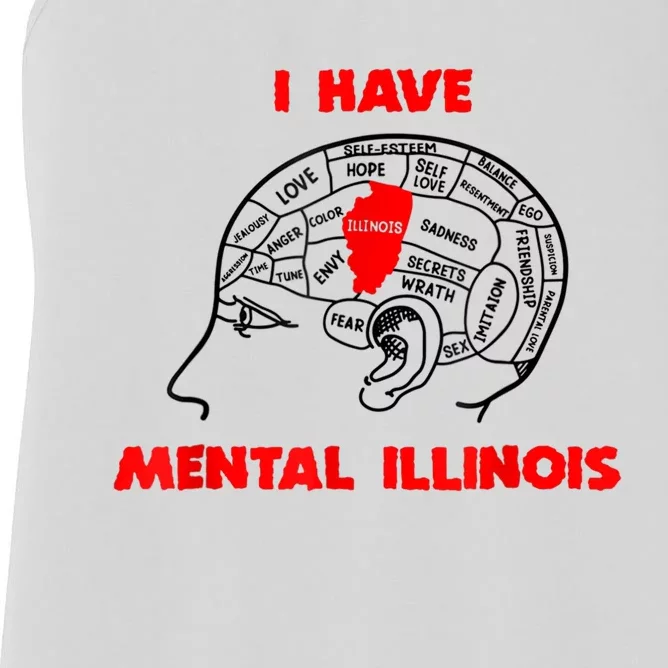 I Have Mental Illinois Funny Pun, Illinoisan Humor Women's Racerback Tank