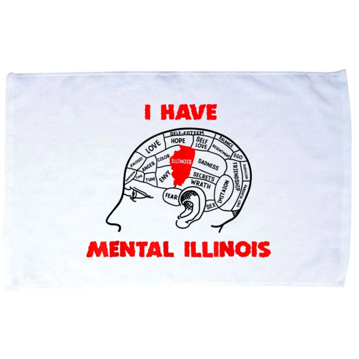 I Have Mental Illinois Funny Pun, Illinoisan Humor Microfiber Hand Towel