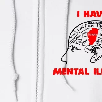 I Have Mental Illinois Funny Pun, Illinoisan Humor Full Zip Hoodie