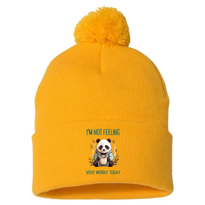 I Hate Mornings Panda Pom Pom 12in Knit Beanie