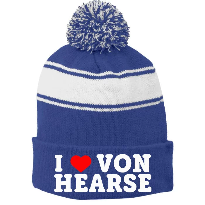 I Heart Me Stripe Pom Pom Beanie