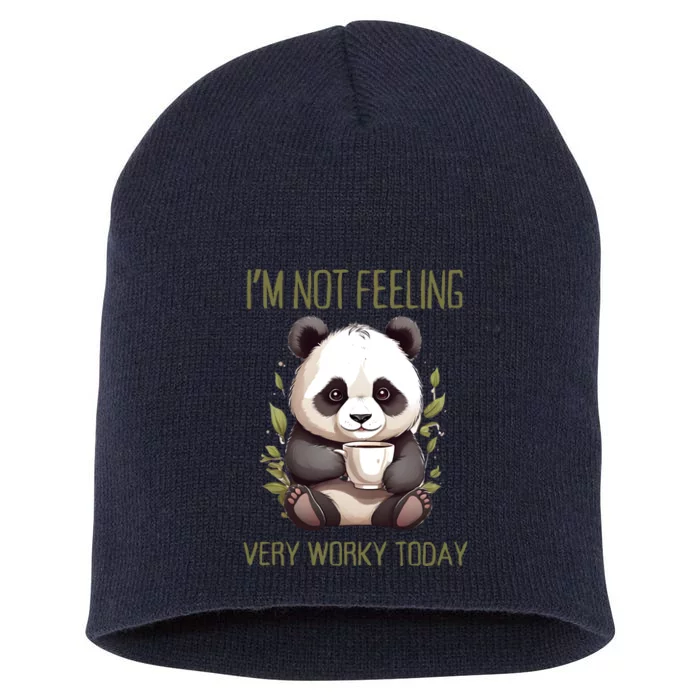 I Hate Mornings Panda Short Acrylic Beanie