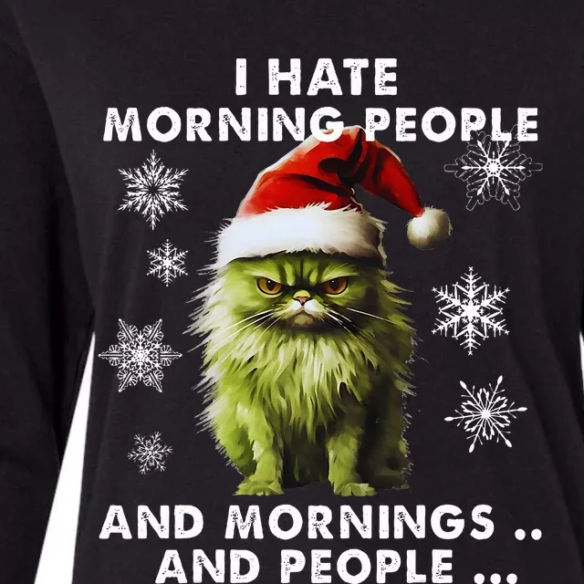 I Hate Morning People Cat Lover Christmas costume Womens Cotton Relaxed Long Sleeve T-Shirt