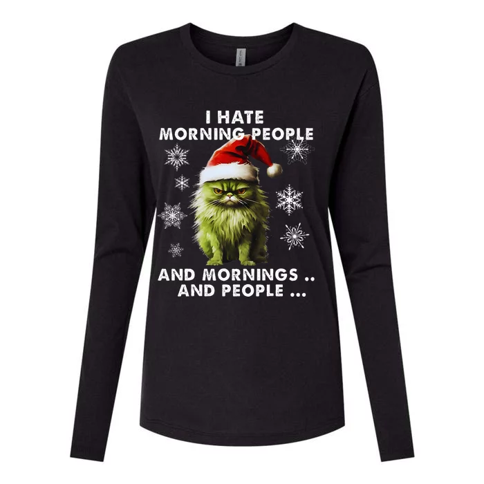 I Hate Morning People Cat Lover Christmas costume Womens Cotton Relaxed Long Sleeve T-Shirt