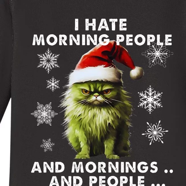 I Hate Morning People Cat Lover Christmas costume Baby Long Sleeve Bodysuit