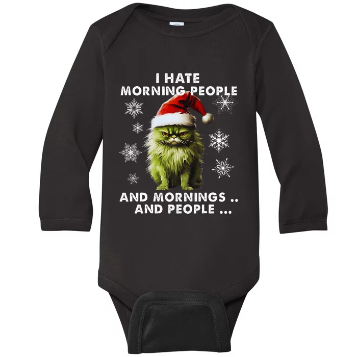 I Hate Morning People Cat Lover Christmas costume Baby Long Sleeve Bodysuit