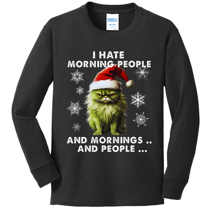 I Hate Morning People Cat Lover Christmas costume Kids Long Sleeve Shirt