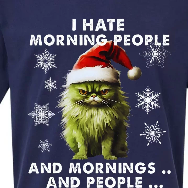 I Hate Morning People Cat Lover Christmas costume Sueded Cloud Jersey T-Shirt