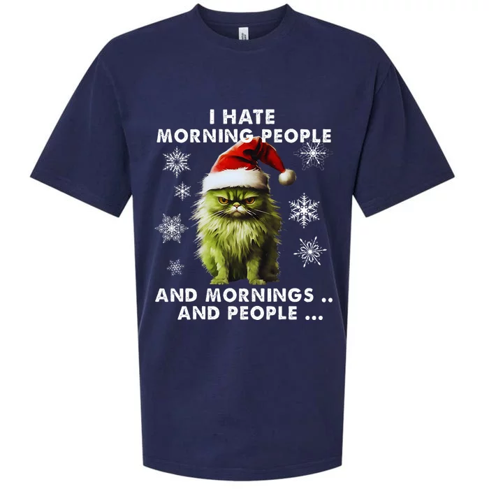 I Hate Morning People Cat Lover Christmas costume Sueded Cloud Jersey T-Shirt