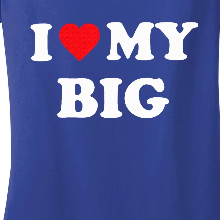 I Heart My Big Funny Matching Little Big Sorority Women's V-Neck T-Shirt