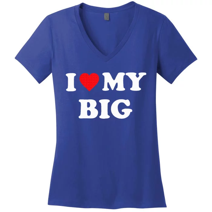 I Heart My Big Funny Matching Little Big Sorority Women's V-Neck T-Shirt