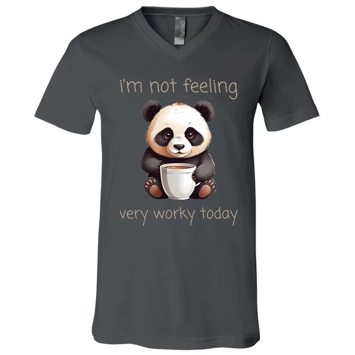 I Hate Mornings Panda V-Neck T-Shirt