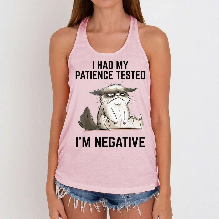 I Had My Patience Tested Im Negative Cat Funny Vintage Women's Knotted Racerback Tank