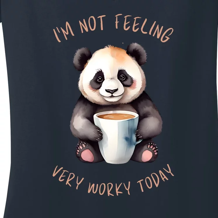 I Hate Mornings Panda Women's V-Neck T-Shirt