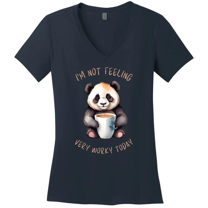 I Hate Mornings Panda Women's V-Neck T-Shirt