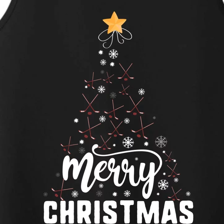 Ice Hockey Merry Christmas Tree Family Xmas Holidays Gift Cool Gift Performance Tank