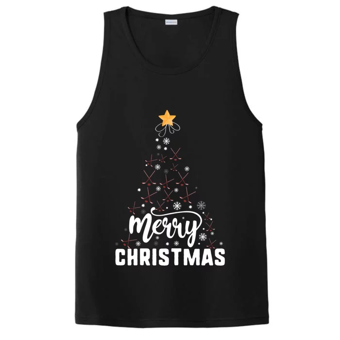 Ice Hockey Merry Christmas Tree Family Xmas Holidays Gift Cool Gift Performance Tank