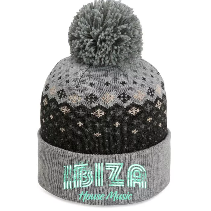 Ibiza House Music Teal Ibiza Spain Music Gift The Baniff Cuffed Pom Beanie