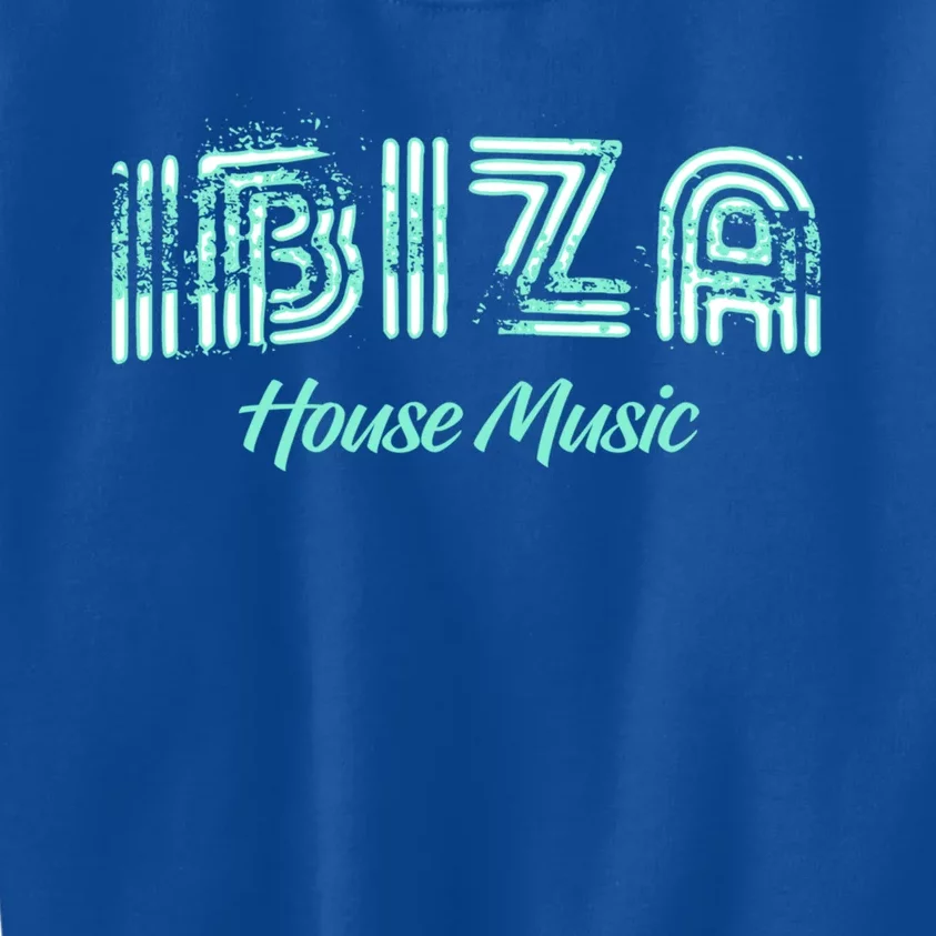 Ibiza House Music Teal Ibiza Spain Music Gift Kids Sweatshirt