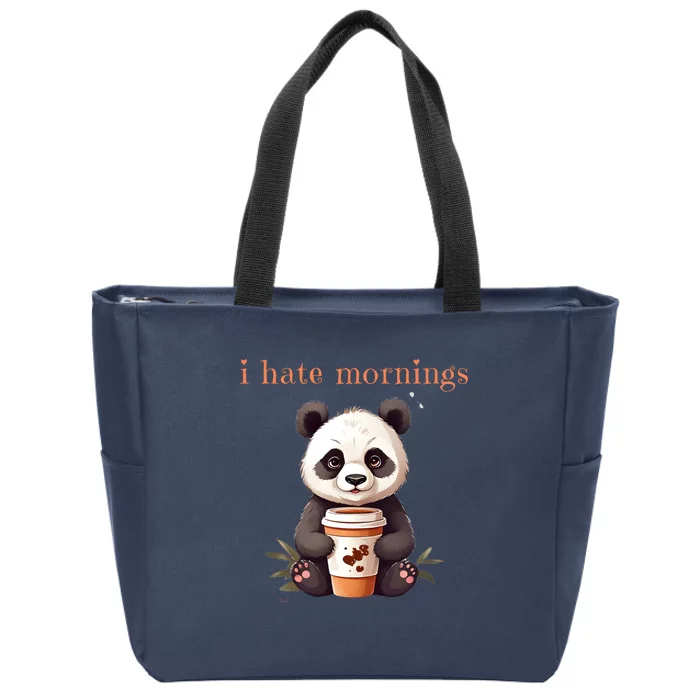 I Hate Mornings Panda Zip Tote Bag