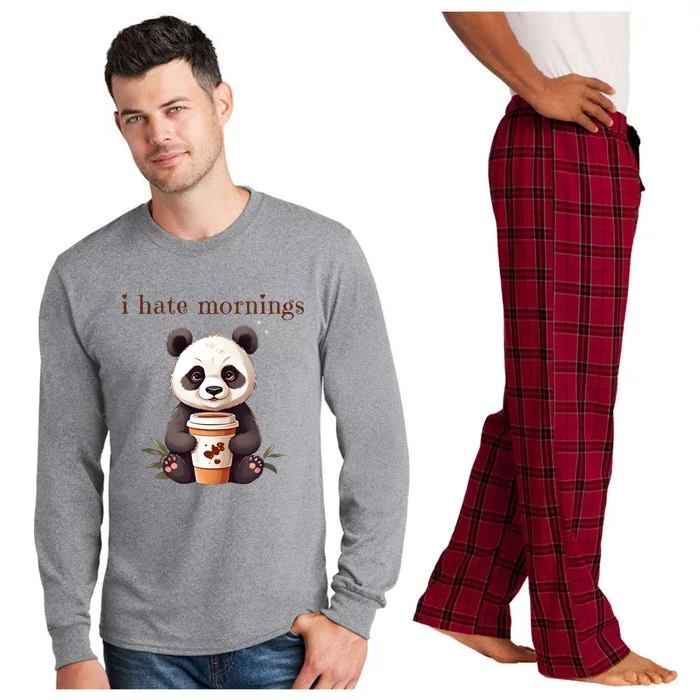 I Hate Mornings Panda Long Sleeve Pajama Set