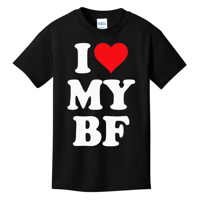 I Heart My Bf ValentineS Day For Boyfriend Best I Love Bf Kids T-Shirt