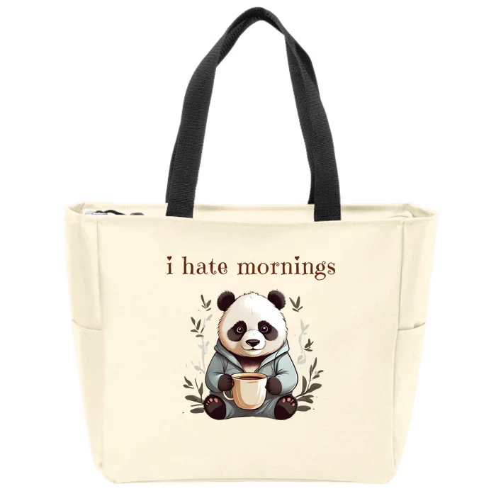 I Hate Mornings Panda Zip Tote Bag