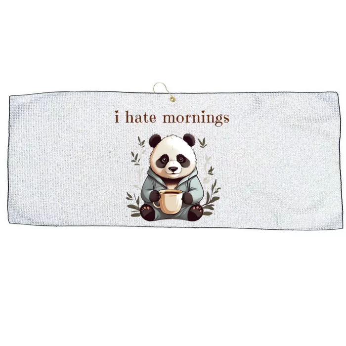 I Hate Mornings Panda Large Microfiber Waffle Golf Towel