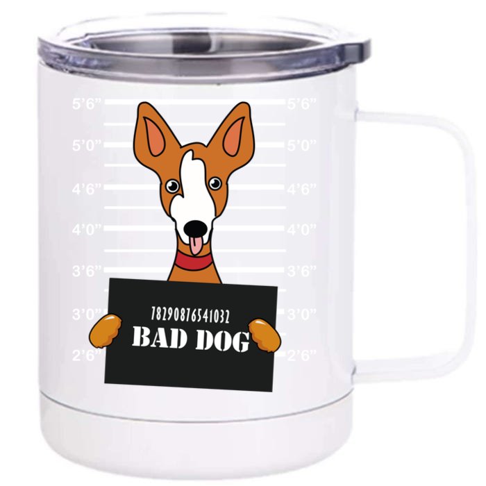 Ibizan Hound Mug Shot Bad Dog Mom Dad Gift Front & Back 12oz Stainless Steel Tumbler Cup